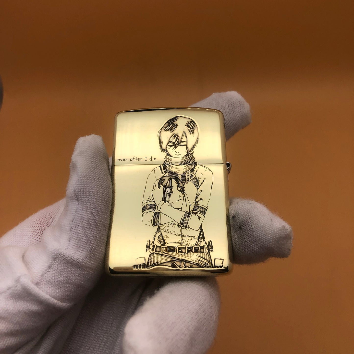 Zippo High Polish Brass – Attack on Titan Eren & Mikasa Engraved