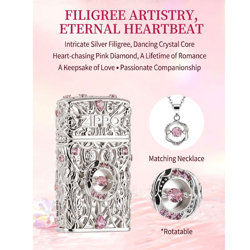 Zippo Filigree Pink Handmade