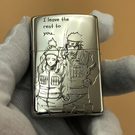 Deep Engraved Anime Lighter – Shikamaru & Asuma | Windproof Gift & Collectible