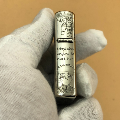 Zorro Cupronickel Engraved Lighter – 5-Side Deep Manga Design (Dandadan)