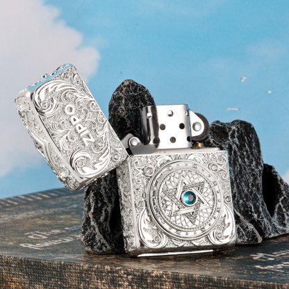 Zippo Handmade Silver Hexagram