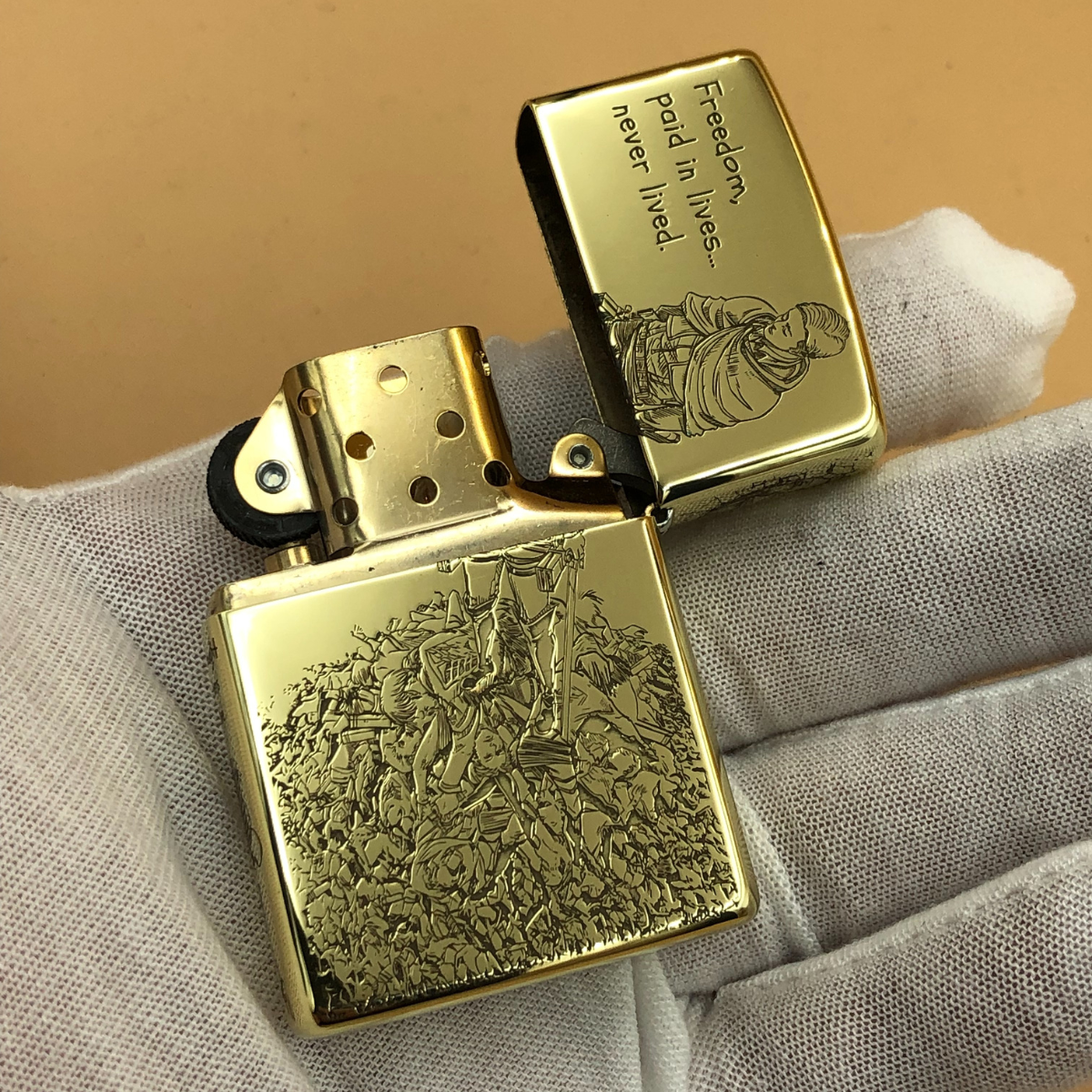 Limited Edition Brass Zippo® – Deep Engraving (Levi & Erwin Inspired) Atack on Titan