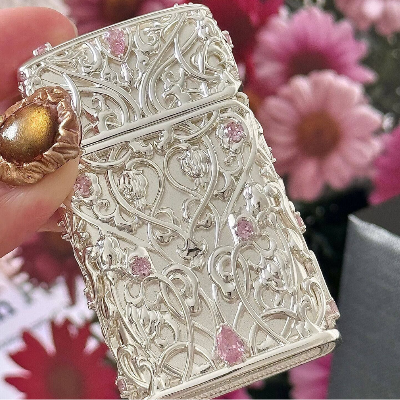 Zippo Filigree Pink Handmade
