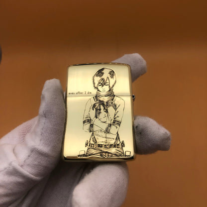 Zippo High Polish Brass – Attack on Titan Eren & Mikasa Engraved