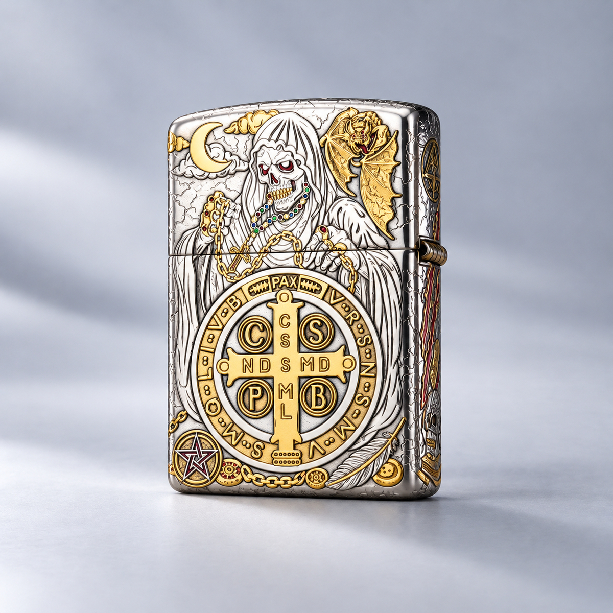 Zippo Saint Benedict Raven Skull