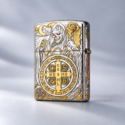 Zippo Saint Benedict Raven Skull