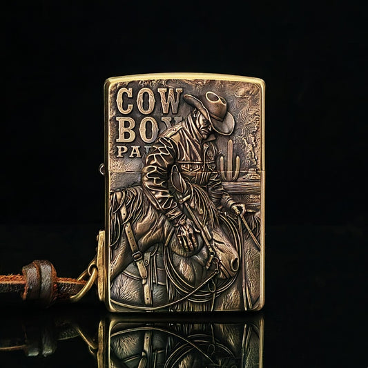 Cowboy Zippo Lighter – Western Brushed Brass