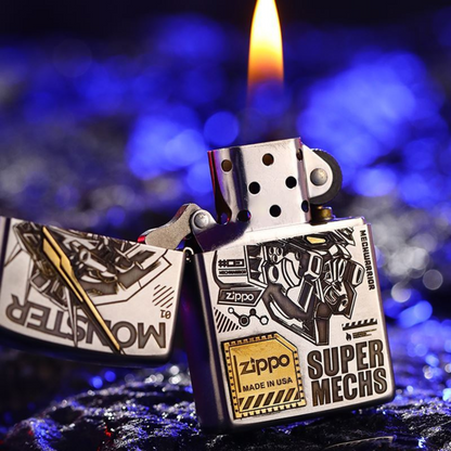 Gundam Deep Carved Zippo – Genuine Matte Super Mechs Lighter