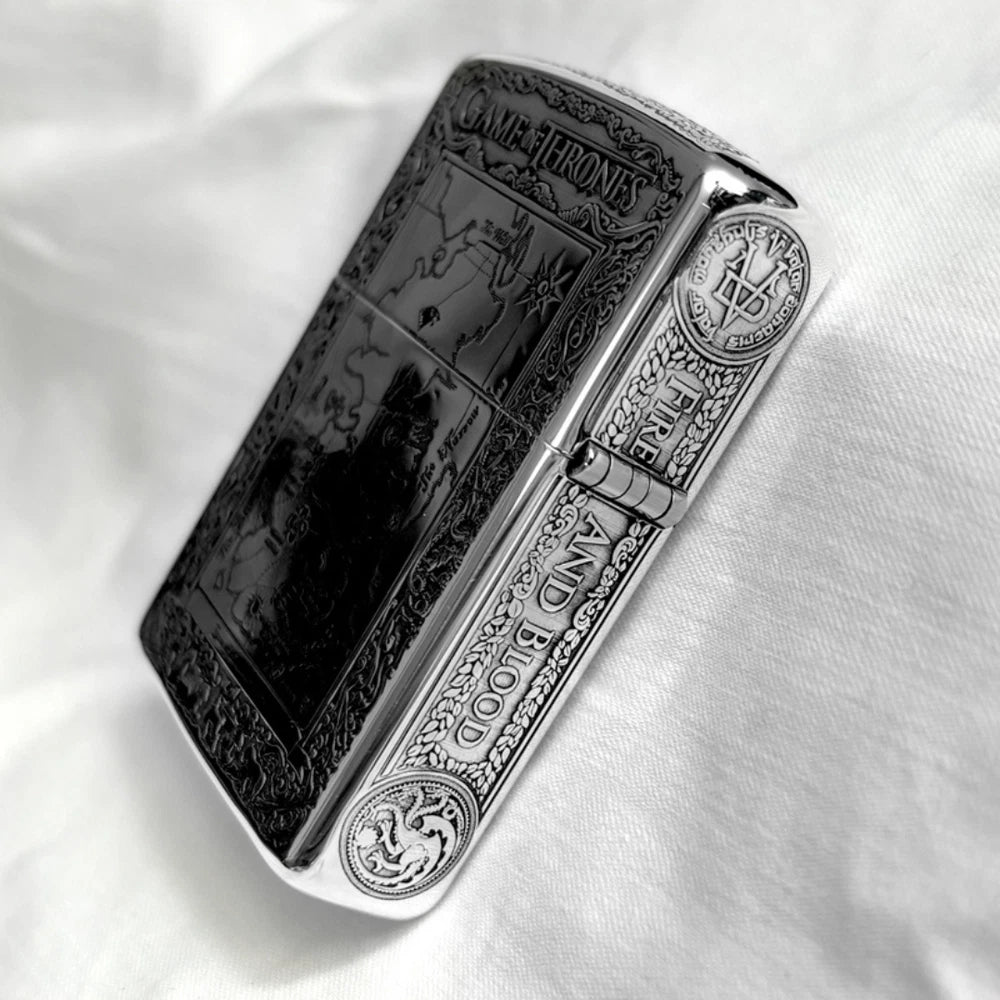 Zippo Sterling Silver Lighter Map & Oath