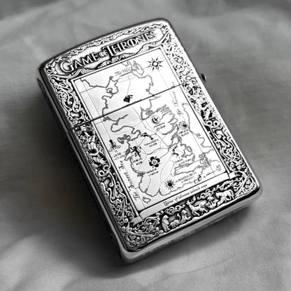 Zippo Sterling Silver Lighter Map & Oath