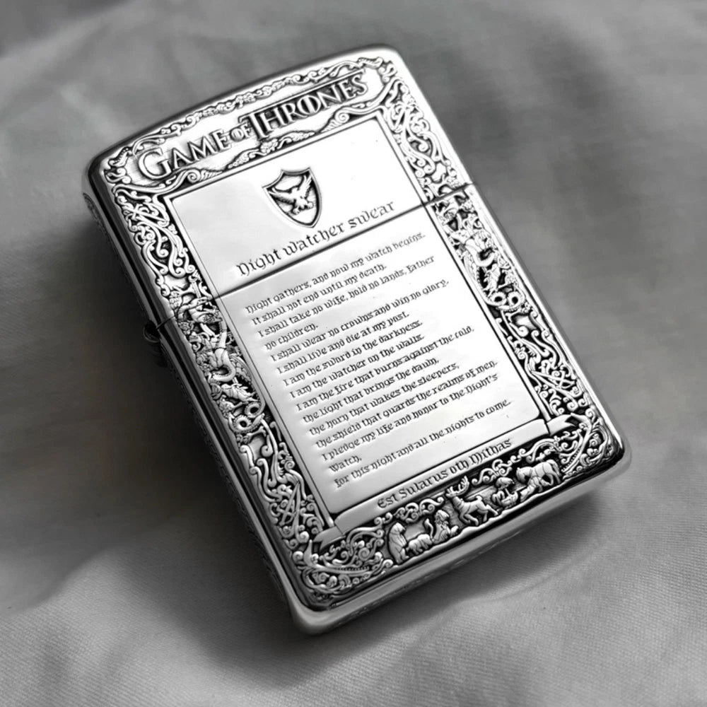 Zippo Sterling Silver Lighter Map & Oath