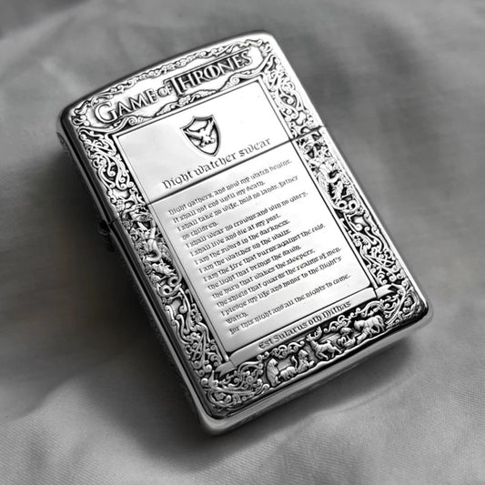 Zippo Sterling Silver Lighter Map & Oath