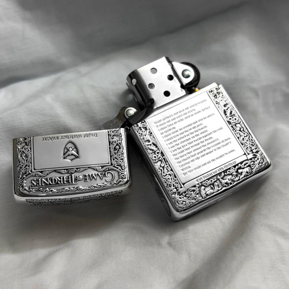 Zippo Sterling Silver Lighter Map & Oath