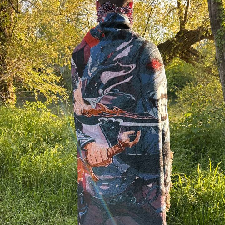 Solo Leveling Woven Blanket – Anime Throw Blanket with Sung Jin-Woo Design – Soft & Durable Anime Decor for Fans