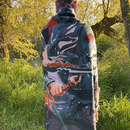 Solo Leveling Woven Blanket – Anime Throw Blanket with Sung Jin-Woo Design – Soft & Durable Anime Decor for Fans